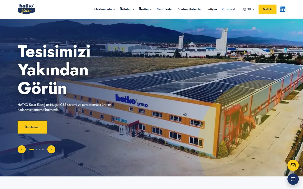 Página de inicio del sitio web de HATKO Solar