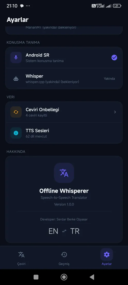لقطة شاشة من Offline Whisperer